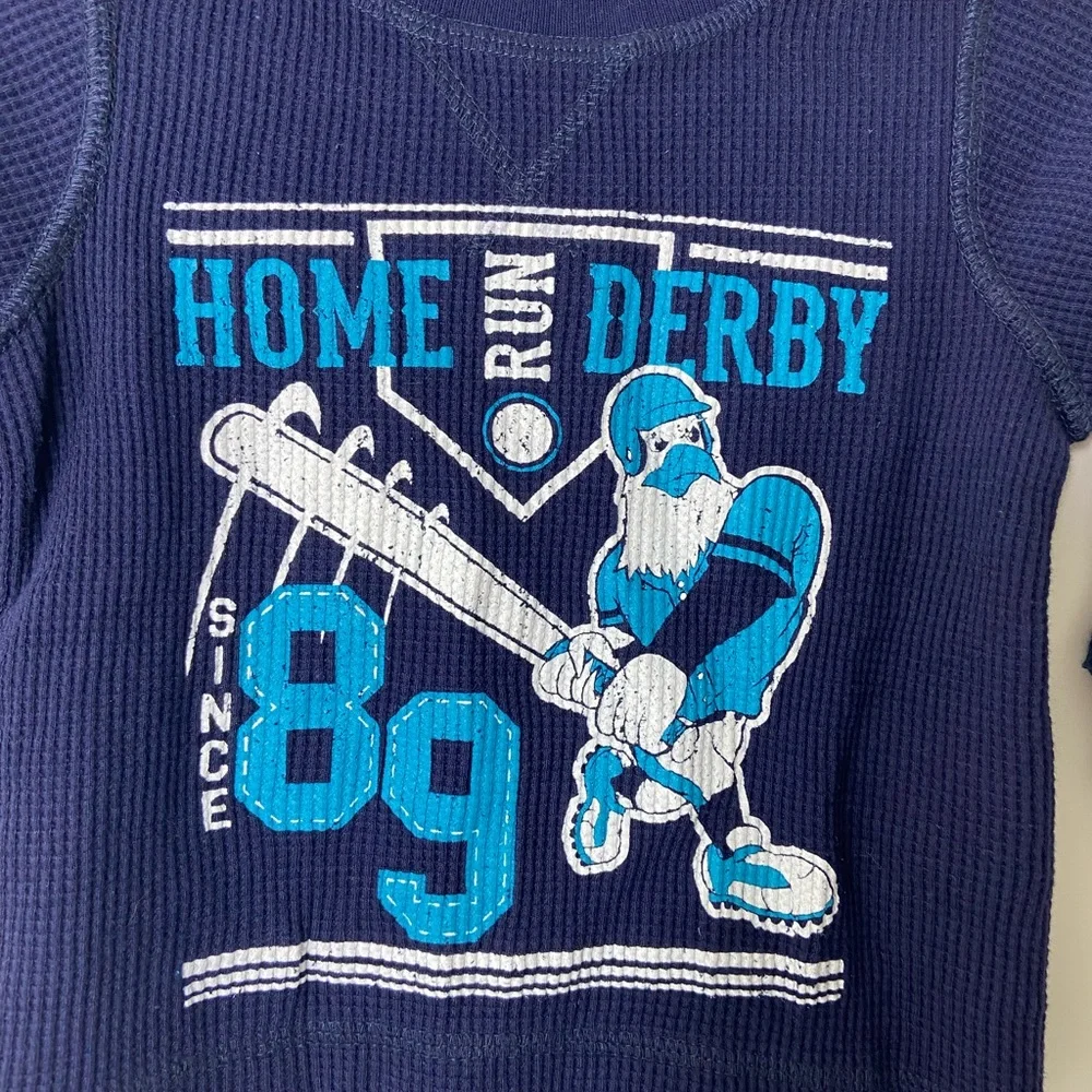 NEW Children’s Place baby boy’s dark blue textured waffle print decal long shirt